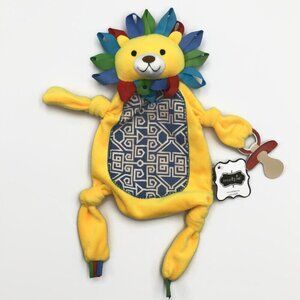 Mudpie Lion Lovey Yellow Ribbon Mane Cuddle Security Infant Baby Pacifier Keeper